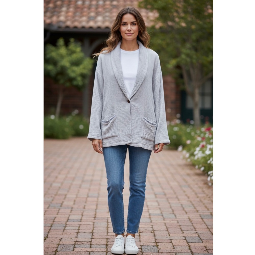 Mododoc Double Gauze Button Front Jacket Cardigan‎ NWT Coastal Minimalist NWT